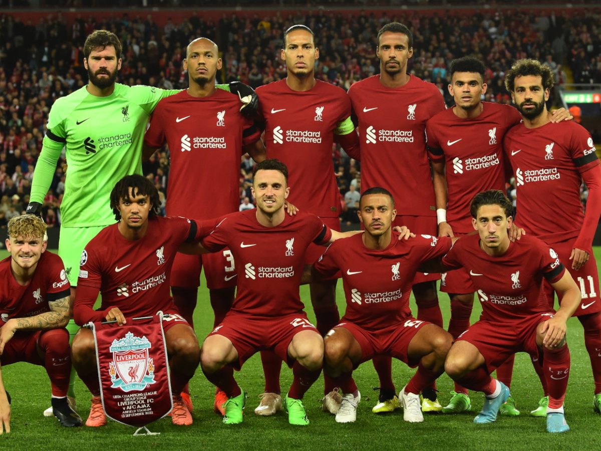 LIVERPOOL, ENGLAND - SEPTEMBER 13:  ( THE SUN OUT,THE SUN ON SUNDAY OUT) Liverpool Team during the UEFA Champions League group A match between Liverpool FC and AFC Ajax at Anfield on September 13, 2022 in Liverpool, England. (Photo by Andrew Powell/Liverpool FC via Getty Images)